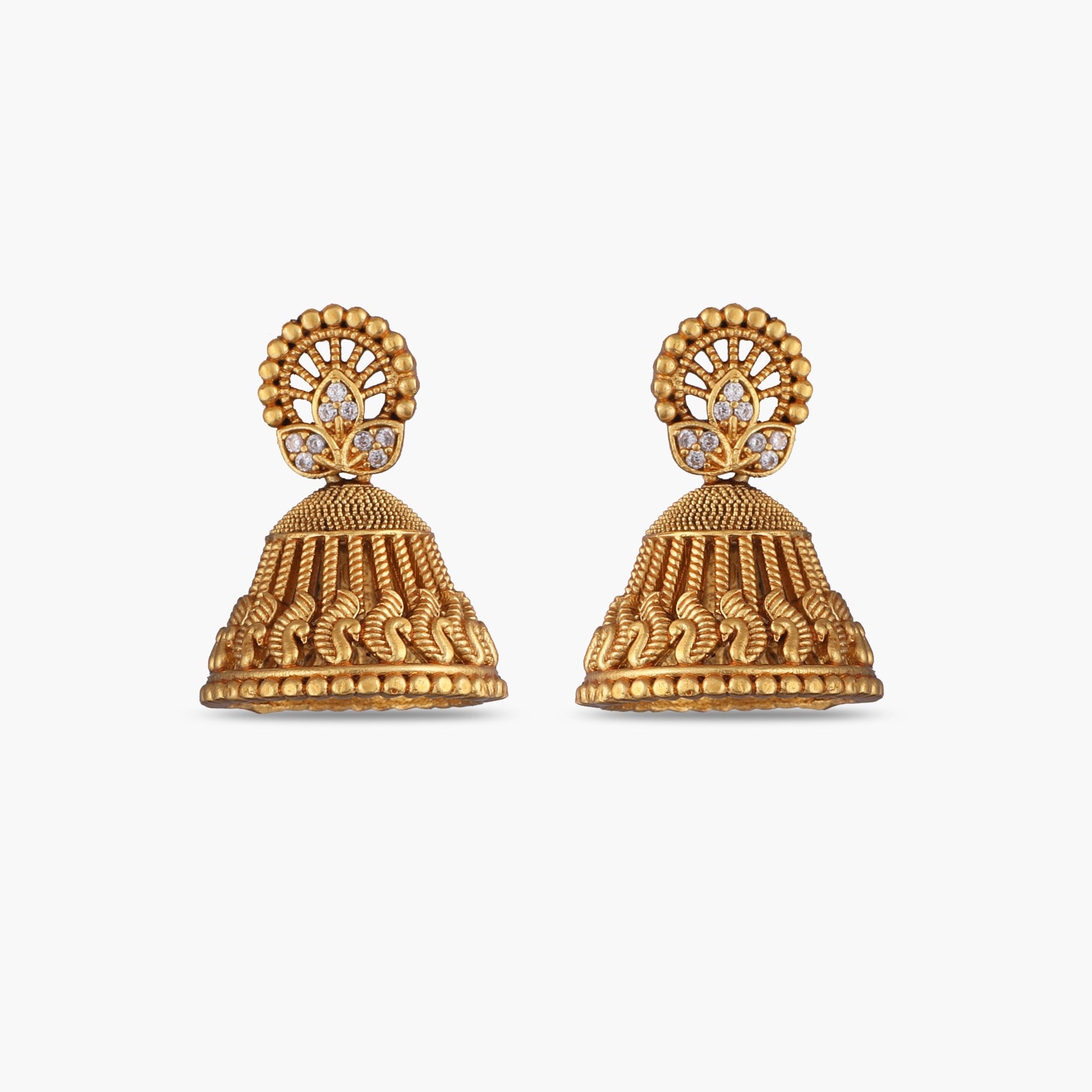 Jhumka Earrings with Crystals - Jhumka Designs for Parties and Weddings - Small  Jhumkas - Ketaki Jhumka Earrings by Blingvine